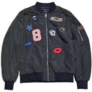 Dex Outerwear Collection Bomber Jacket Women's Size XS Army Green Patches Logos‎